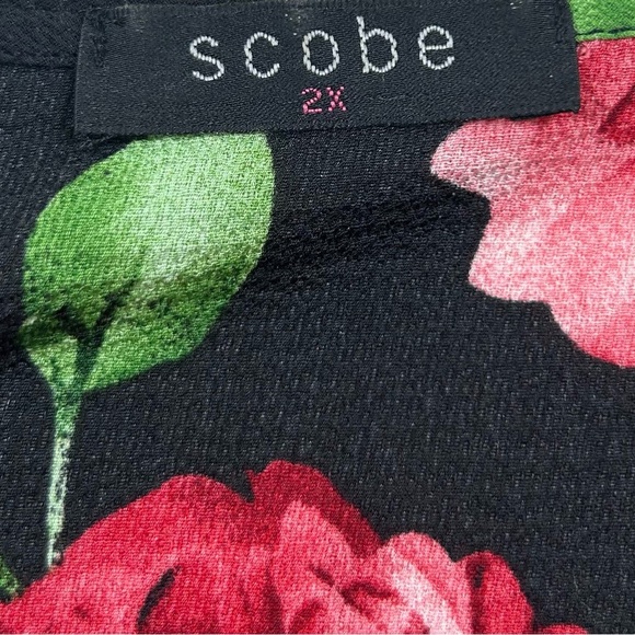 Romantic Black Floral Assymetrical Dress (Hi/Low). Size 2X. - Picture 3 of 8